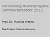 Kurzvorstellung MA-Projekte SoSe 2012